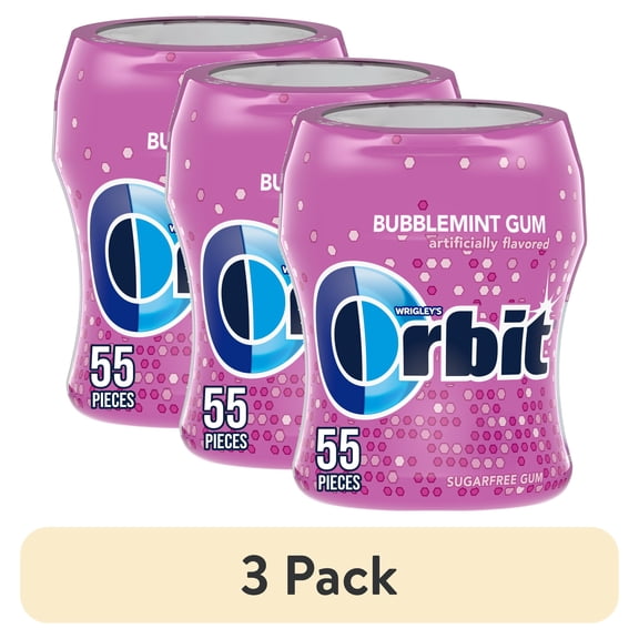 (3 pack) Orbit Gum Bubblemint Sugar Free Chewing Gum - 55 Piece Bottle