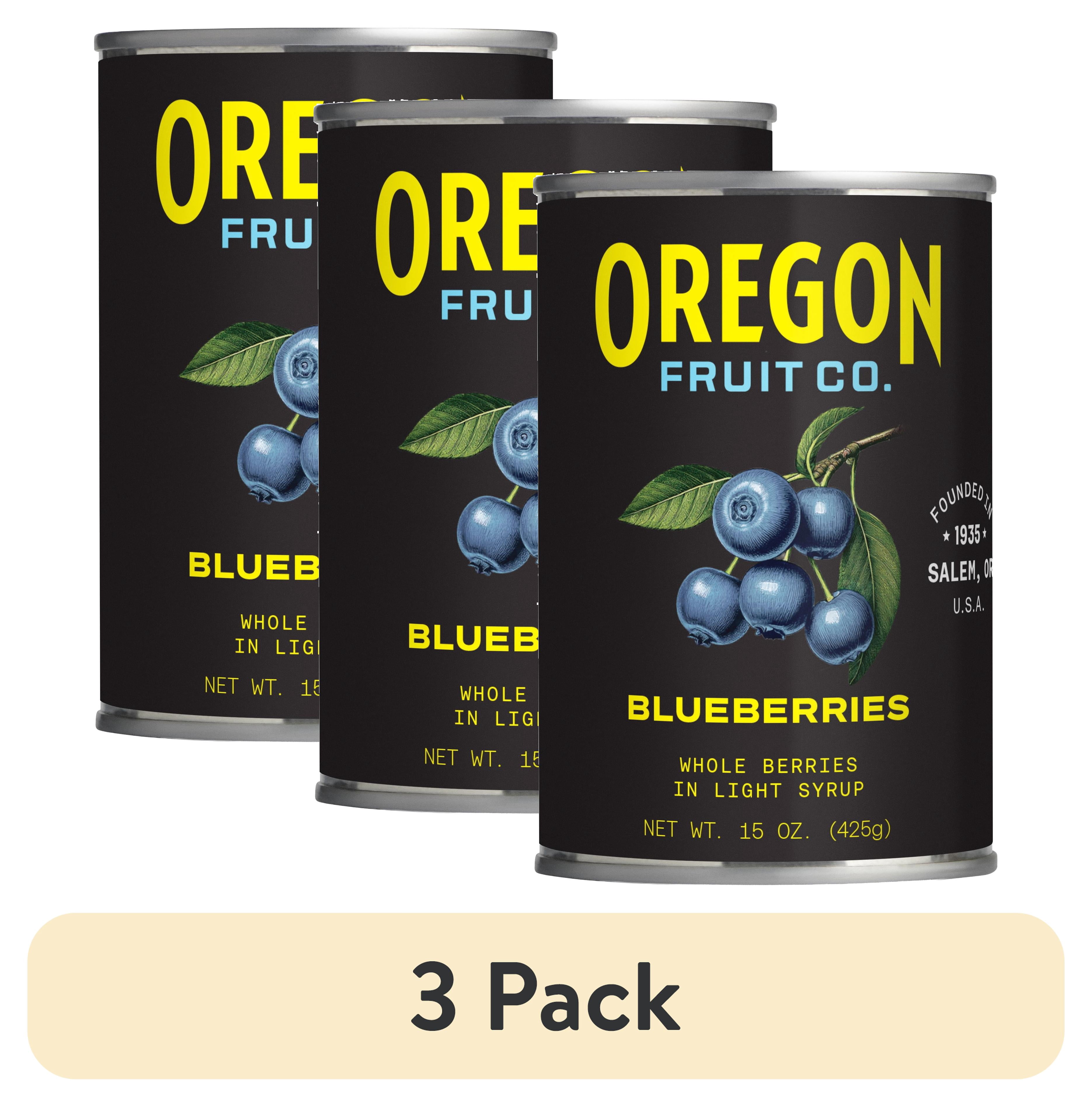 (3 pack) Oregon Fruit Co. Canned Blueberries in Light Syrup, 15 oz Can