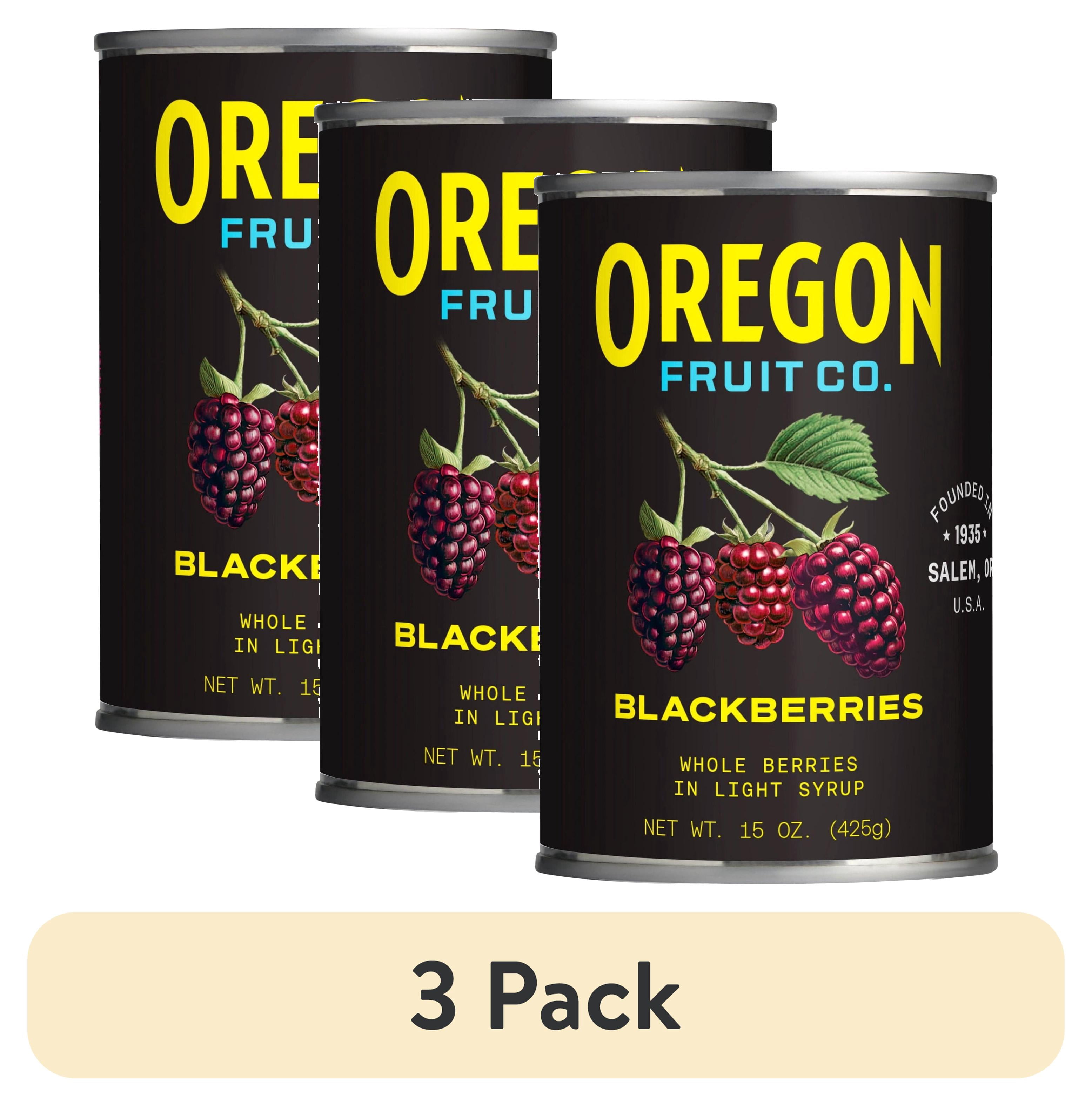 (3 pack) Oregon Fruit Co. All Natural Blackberries in Light Syrup, 15 oz Can