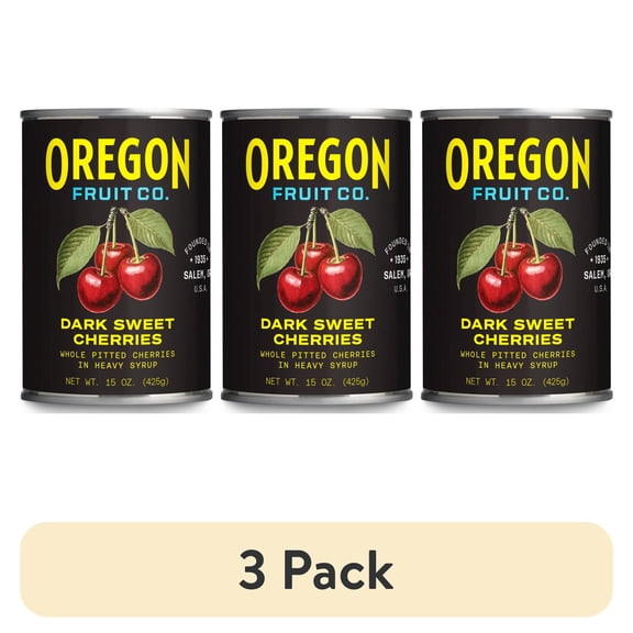 (3 pack) Oregon Fruit Co. Dark Sweet Cherries in Heavy Syrup, 15 oz Can