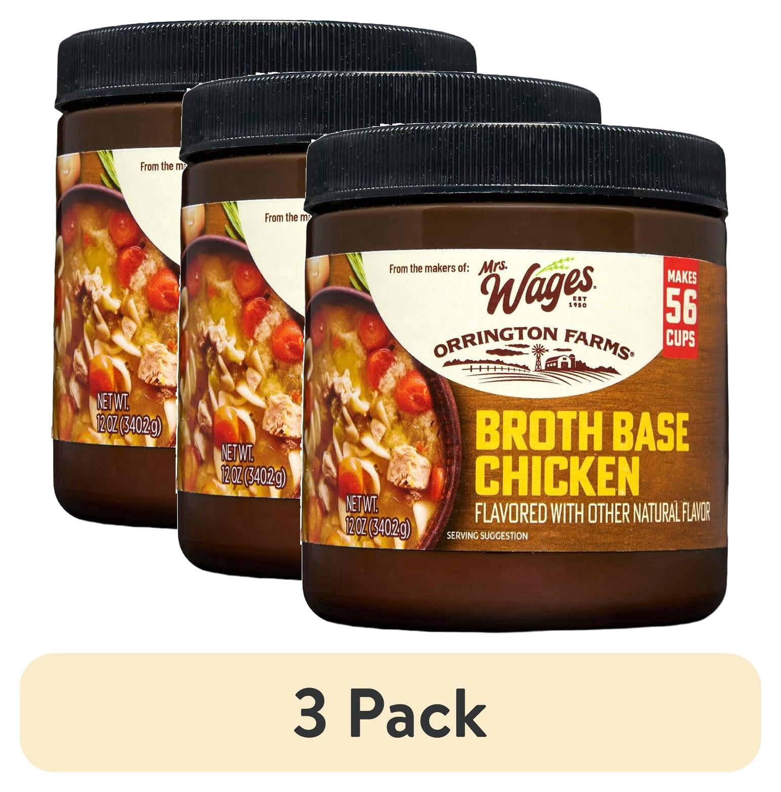 (3 pack) Mrs. Wages & Orrington Farms Chicken Broth Base, Chicken Bouillon Powder, 12 oz Jar
