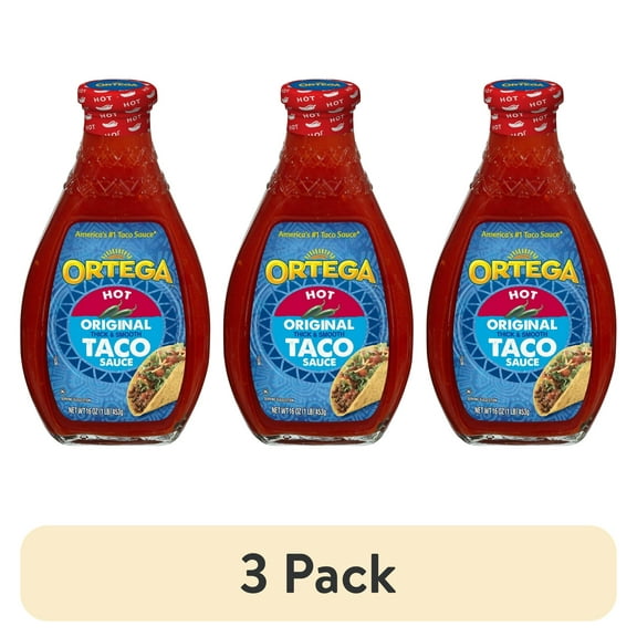 (3 pack) Ortega Original Thick and Smooth Hot Taco and Enchilada Chili Sauce, Kosher, 16 oz