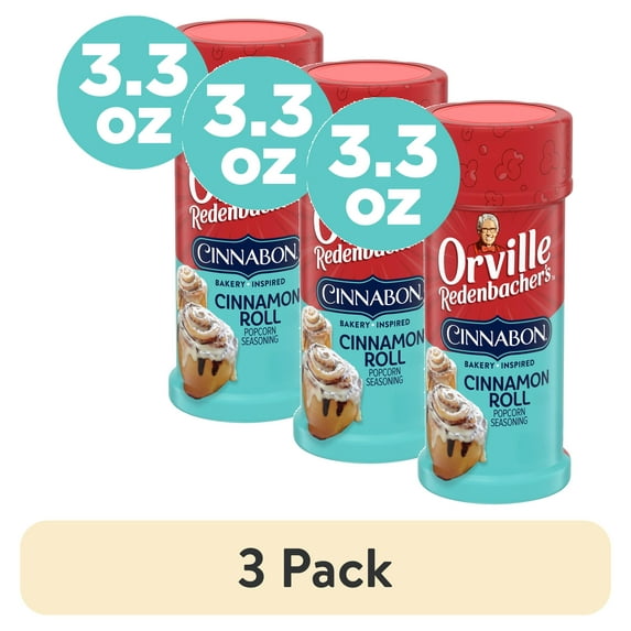 (3 pack) Orville Redenbacher's Cinnabon Bakery Inspired Cinnamon Roll Flavored Popcorn Seasoning, 3.3 oz.