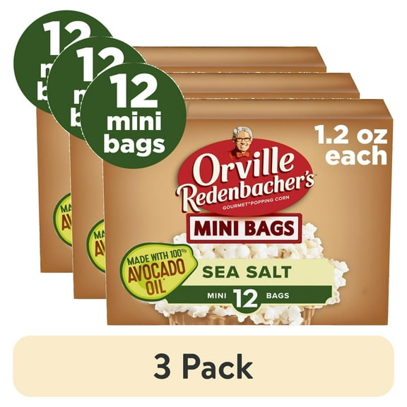 (3 pack) Orville Redenbacher’s Microwave Popcorn, Sea Salt Popcorn With Avocado Oil, 1.2 oz., 12-Count