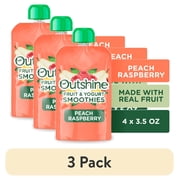 (3 pack) Outshine Fruit and Yogurt On the Go Smoothie Snacks, Peach Raspberry, 3.5 oz Pouches (4 Pack)