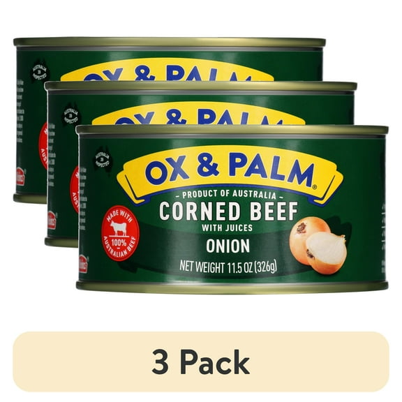 (3 pack) Ox & Palm Corned Beef Onion Flavored, 11.5 oz Can