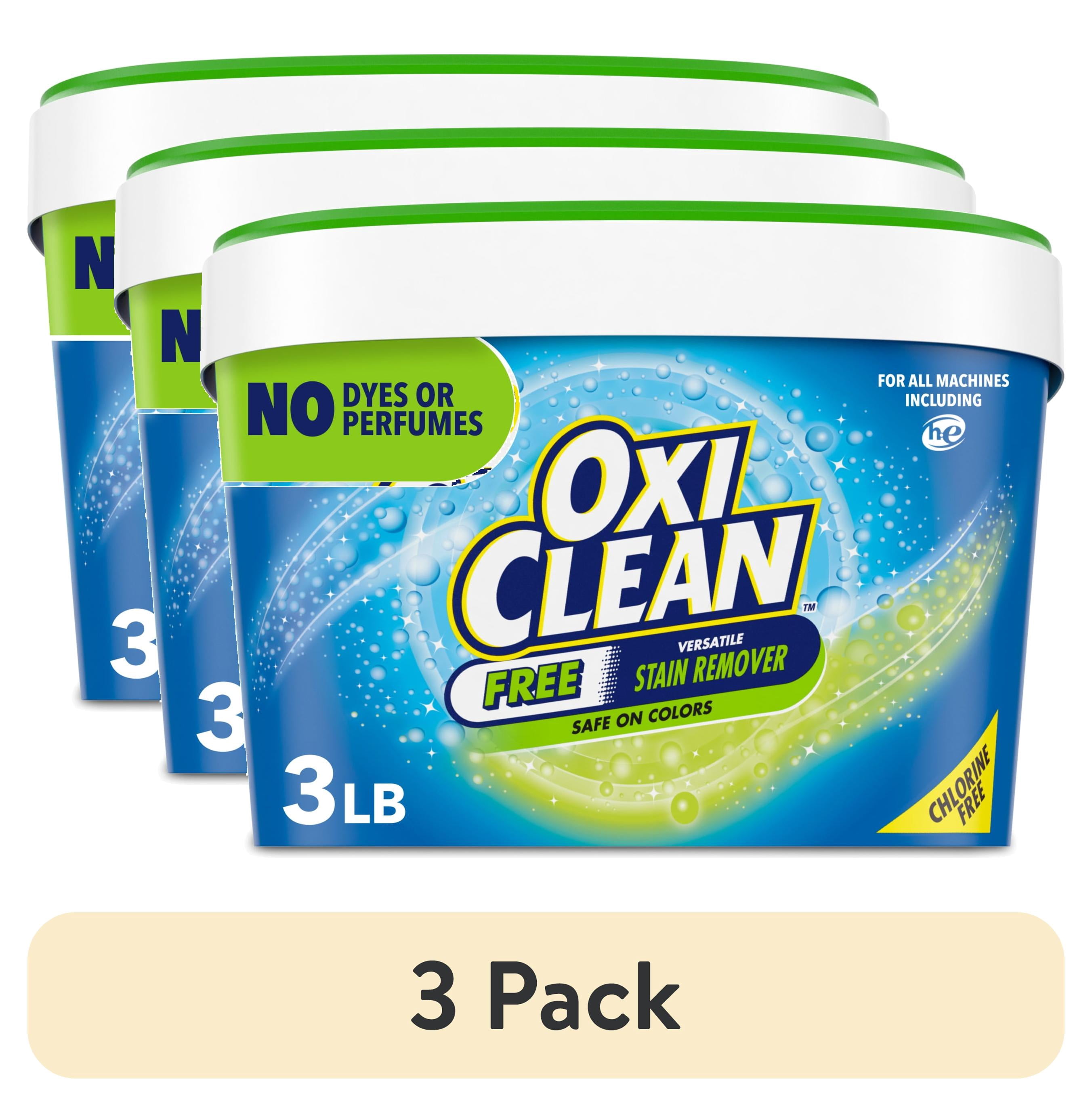 (3 pack) OxiClean Free Versatile Home and Laundry Stain Remover Powder, No Dyes or Perfumes, 3 lb