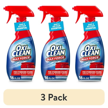(3 pack) OxiClean Max Force Laundry Stain Remover Spray, Gentle Color-Safe Stain Treater, 16 fl oz