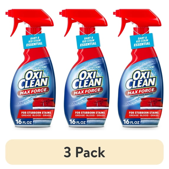 (3 pack) OxiClean Max Force Laundry Stain Remover Spray, Gentle Color-Safe Stain Treater, 16 fl oz