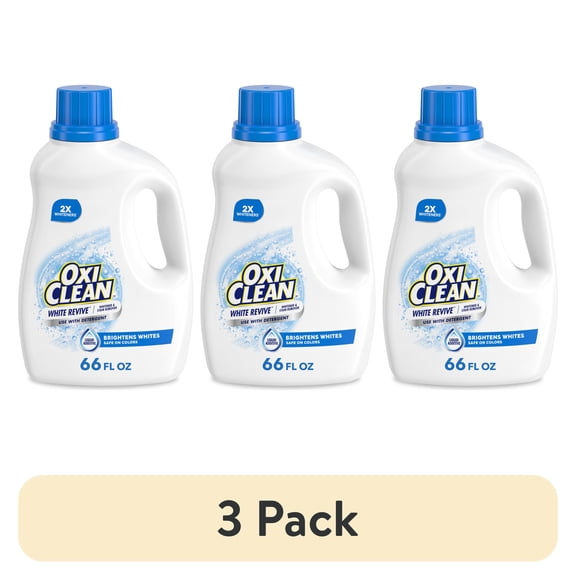 (3 pack) OxiClean White Revive Laundry Whitener and Laundry Stain Remover Liquid, 66 fl oz