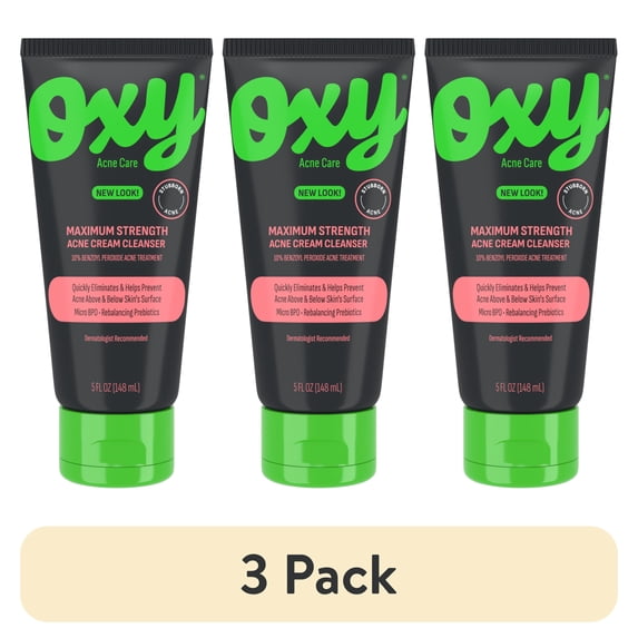 (3 pack) Oxy Maximum Strength Face Wash, Benzoyl Peroxide, 5 fl oz
