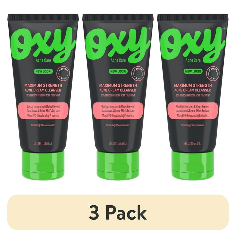 3 pack) Oxy Maximum Strength Face Wash, Benzoyl Peroxide, 5 fl oz -  Walmart.com