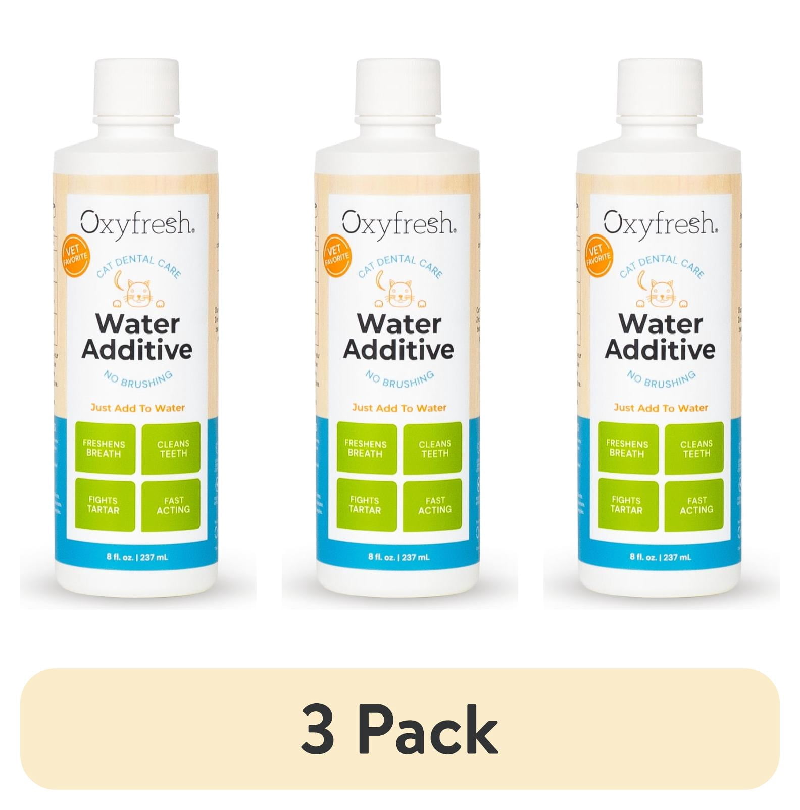(3 pack) Oxyfresh Dental Cat Water Additive, Easy Solution for Fresh Breath & Teeth Cleaning, Just Add to Water, 8 fl. oz.