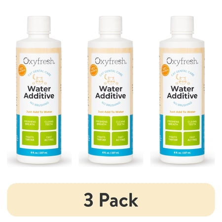 (3 pack) Oxyfresh Dental Cat Water Additive, Easy Solution for Fresh Breath & Teeth Cleaning, Just Add to Water, 8 fl. oz.