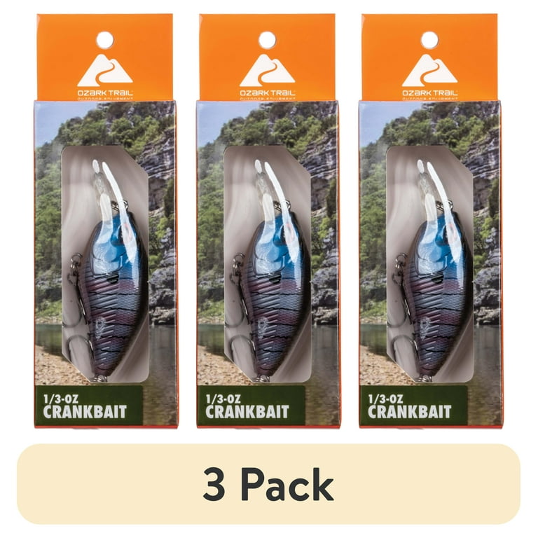 3 pack) Ozark Trail 1/3 oz Bass Fishing Square Bill Crankbait