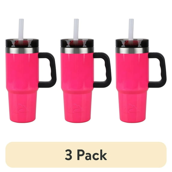 (3 pack) Ozark Trail 18oz Jr. Stainless Steel Tumbler, Neon Pink