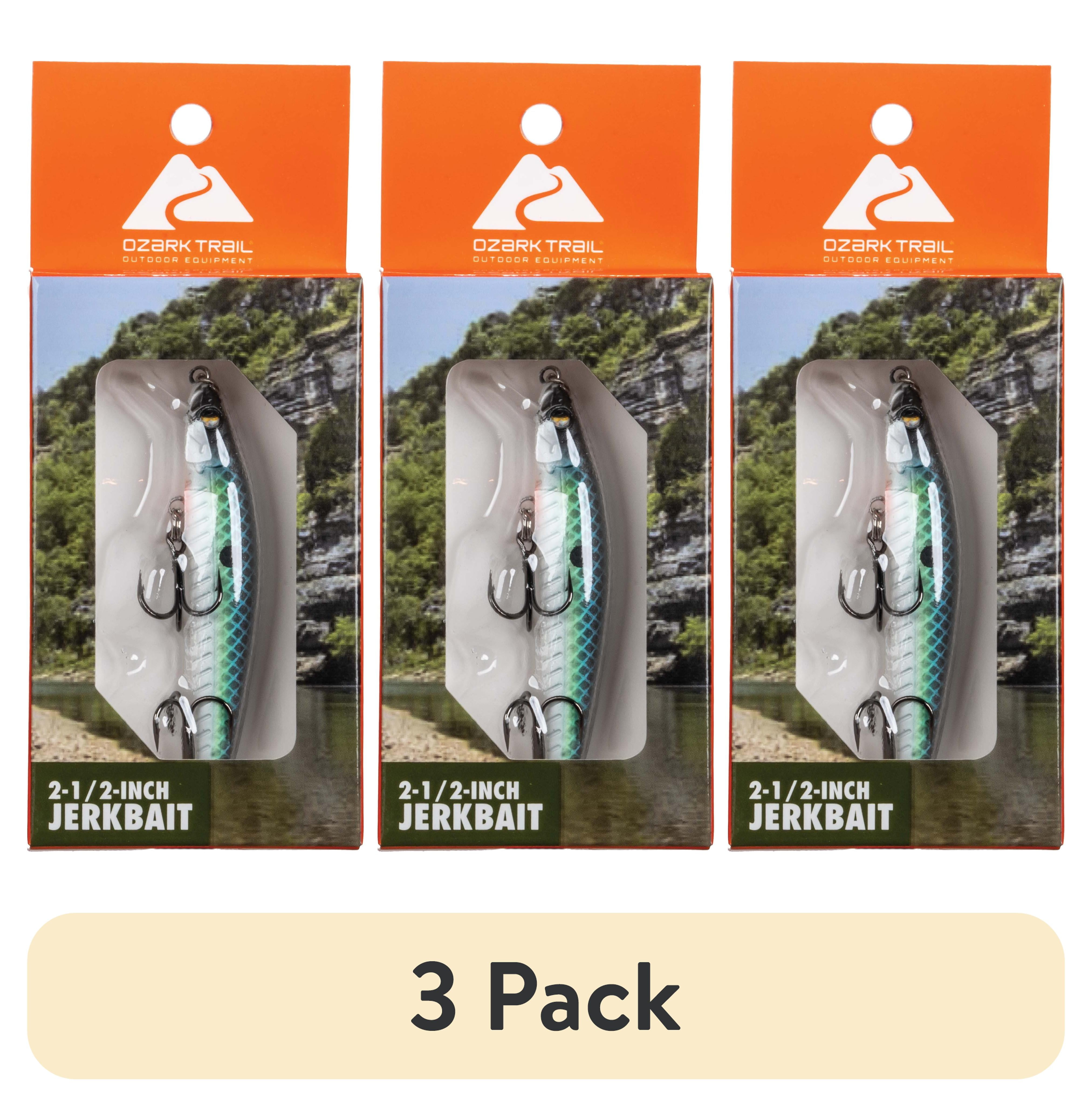 (3 pack) Ozark Trail 2.5 in Jerkbait Fishing Lure, Sexy Shad, 3 ft Diving Depth