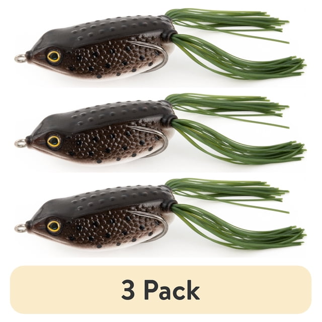 (3 pack) Ozark Trail 2.5" Topwater Fishing Frog Lure, Green Pumpkin