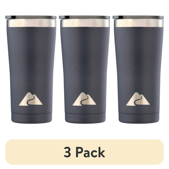 (3 pack) Ozark Trail 22 oz Vacuum-Insulated Stainless-Steel Tumbler, Blue