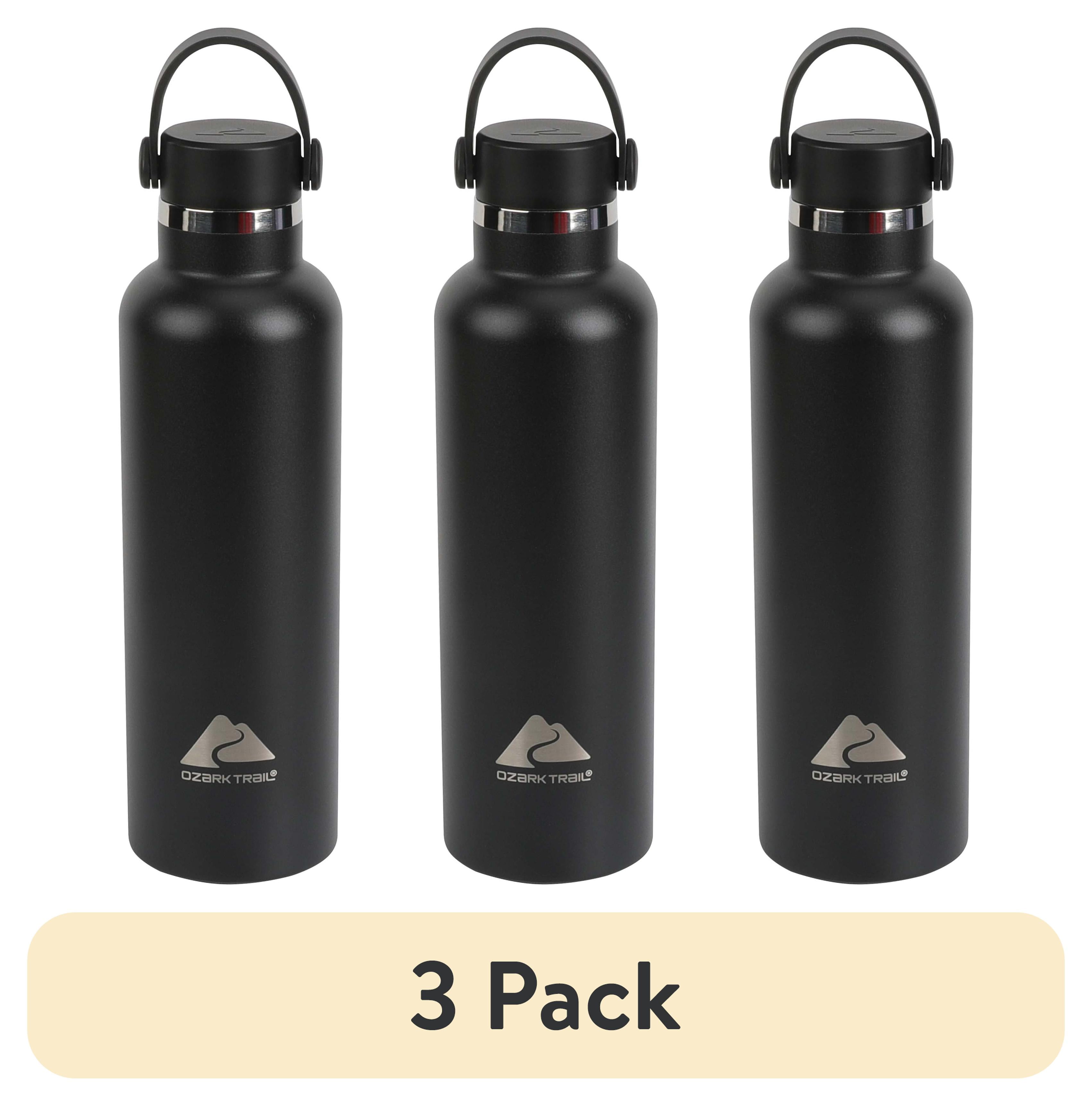 (3 pack) Ozark Trail 24 oz Stainless Steel Insulated Loop Carry Water Bottle, Black