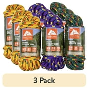 (3 pack) Ozark Trail Braided Polypropylene Blend Utility Line, 3/8 in x 25 ft, 195 lb Maximum Working Load, Multicolor