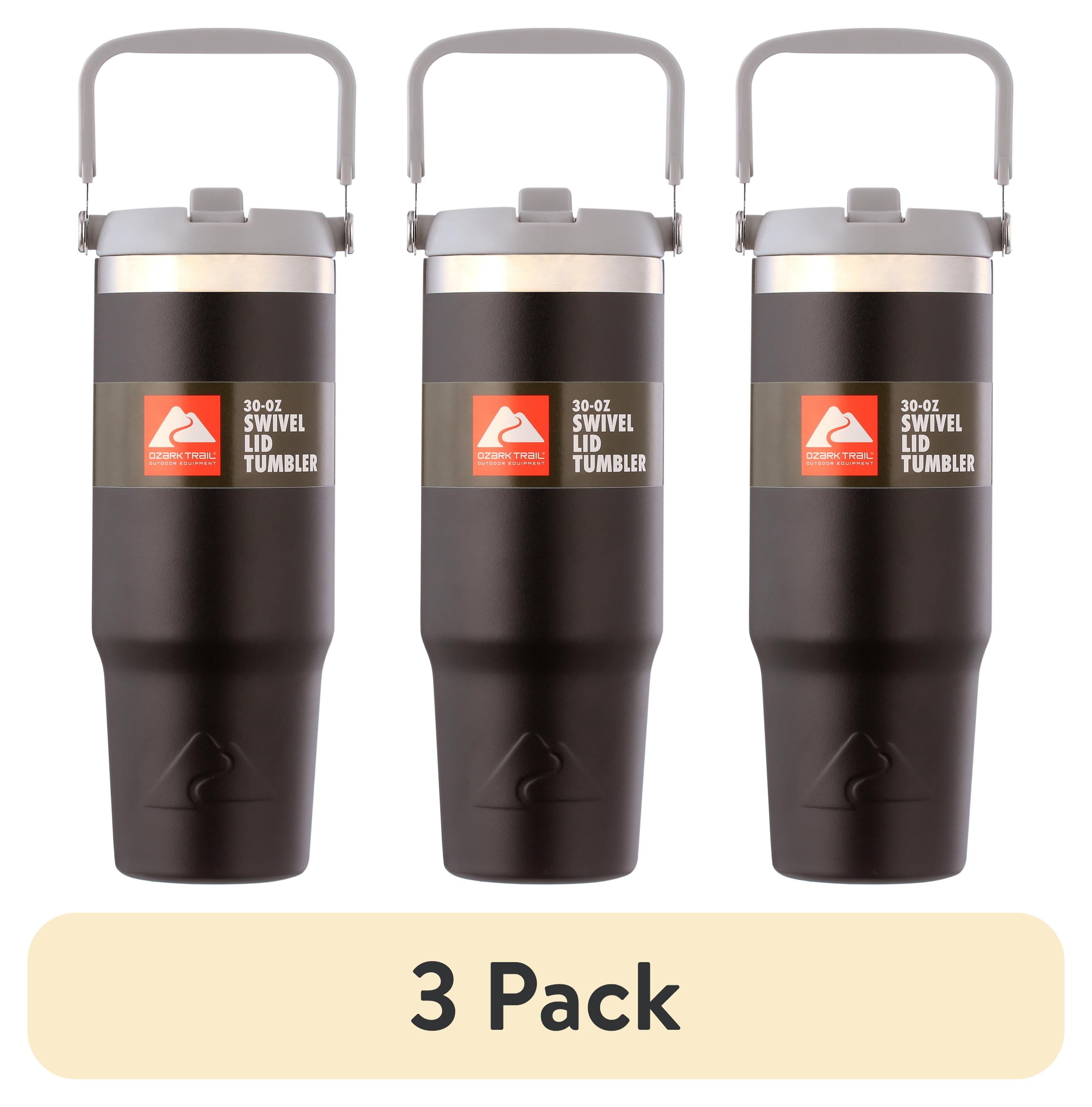 (3 pack) Ozark Trail 30 oz Stainless Steel Insulated Swivel Lid Tumbler, Black