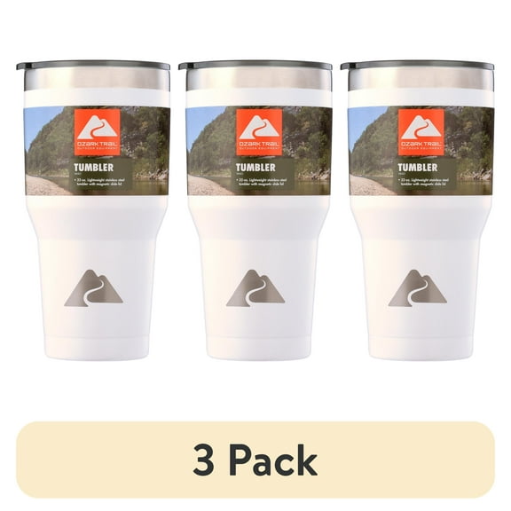 (3 pack) Ozark Trail 32 oz Vacuum Insulated Stainless Steel Tumbler, White