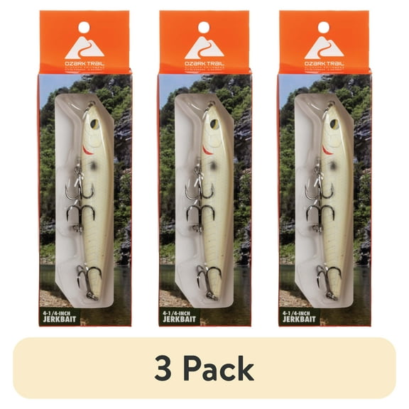 (3 pack) Ozark Trail 4 1/4" Minnow Lure- Bone