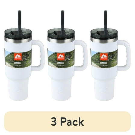 (3 pack) Ozark Trail 40 oz Vacuum Insulated Stainless Steel Tumbler, White