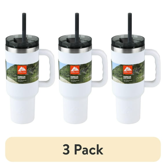 (3 pack) Ozark Trail 40 oz Vacuum Insulated Stainless Steel Tumbler, White