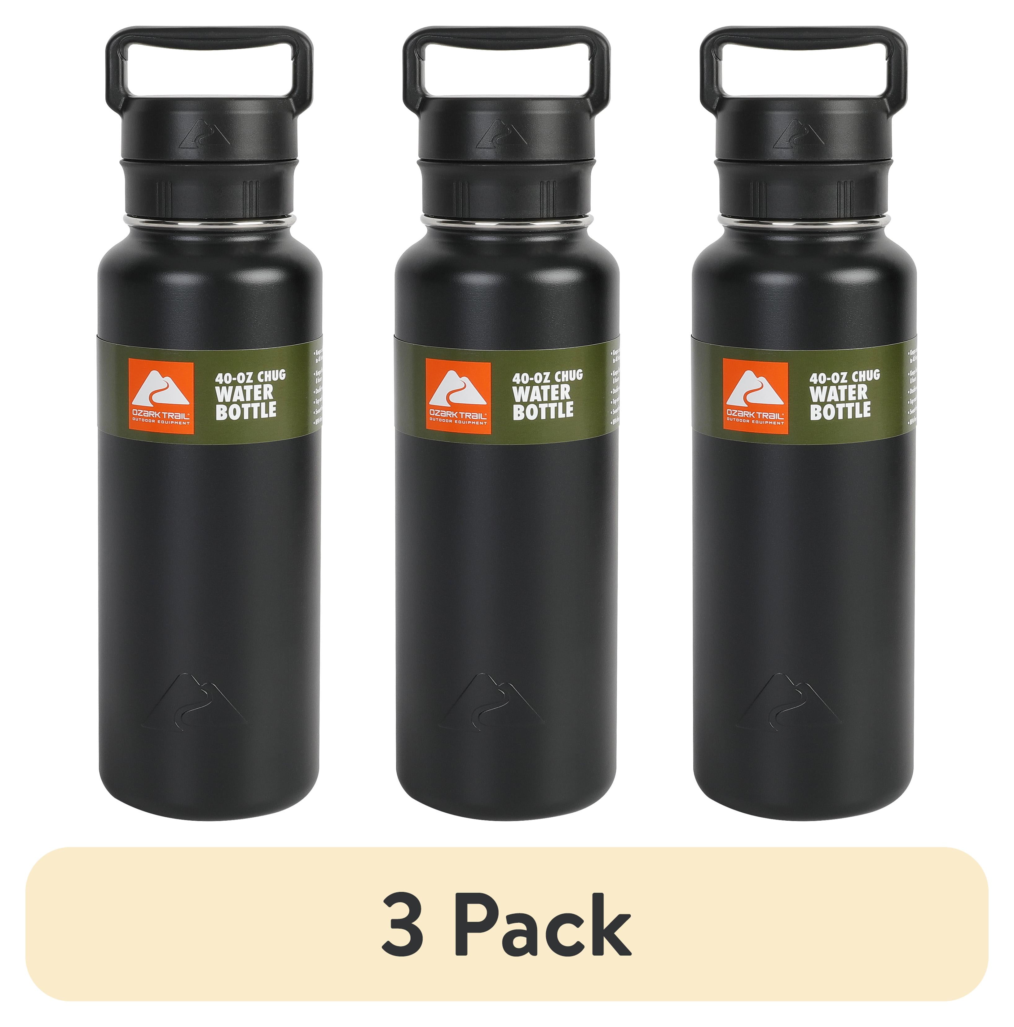 (3 pack) Ozark Trail 40 oz Stainless Steel Insulated Twist Cap Chug Water Bottle, Black