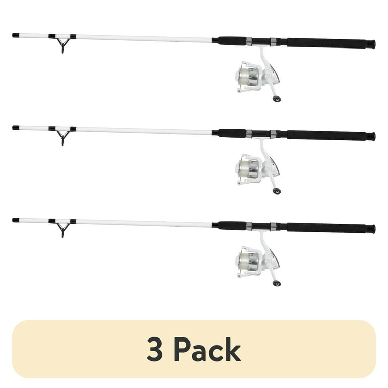 better freshwater fishing pole two piece 01 (3 pack) Ozark Trail Medium Action 2-Piece Spinning Rod and Reel Combo,  Size 6000 Reel, 8 feet