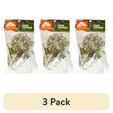 (3 pack) Ozark Trail 40 Inch Metal Fishing Stringer with 9 Snap Clips for Catch Storage