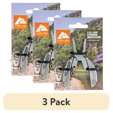 (3 pack) Ozark Trail 9-in-1 Mini Fishing MultiTool . Stainless Steel Construction.