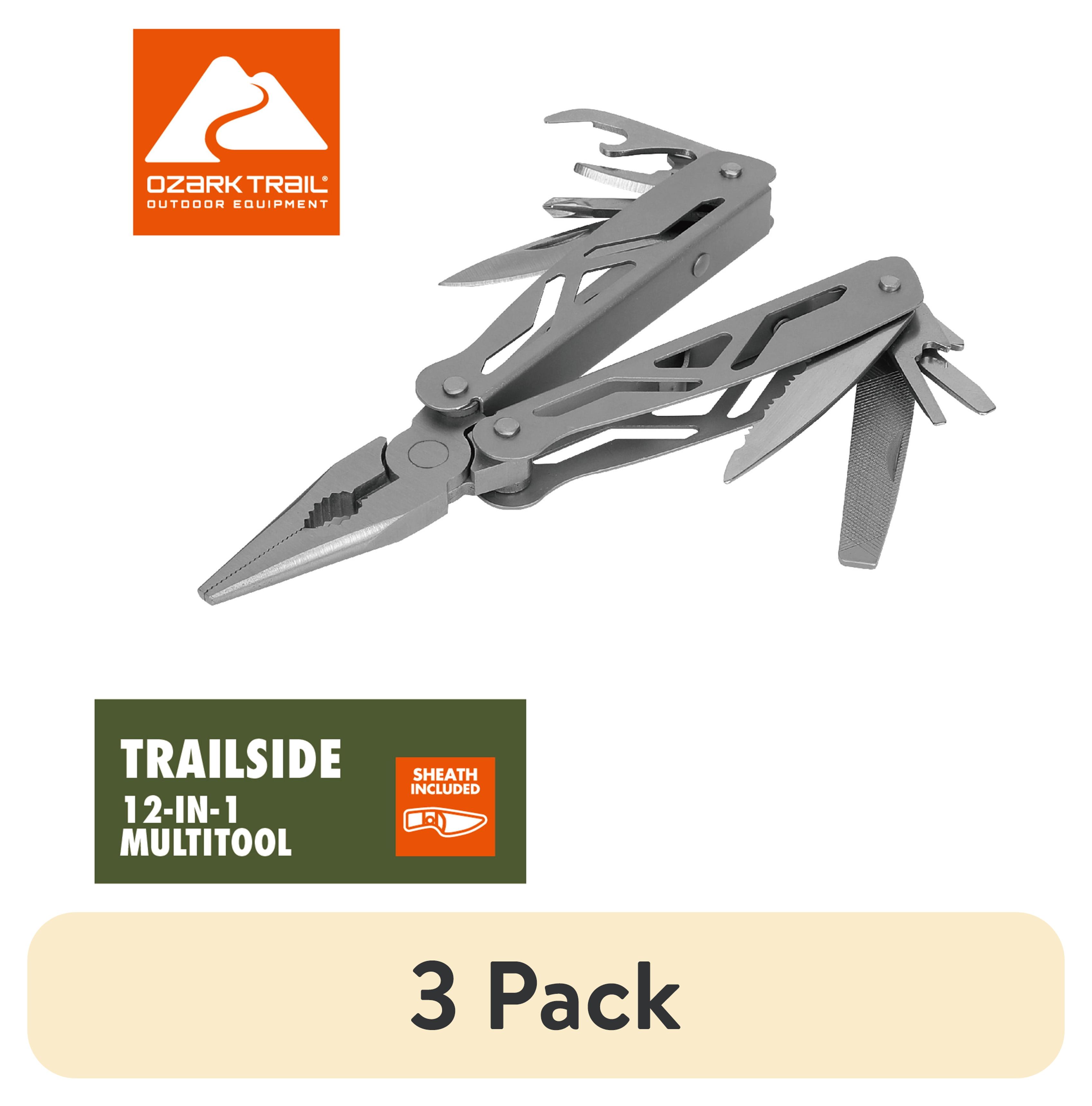 (3 pack) Ozark Trail 12-in-1 Multitool, Camping Multi-Tool with Sheath, Durable Steel Construction