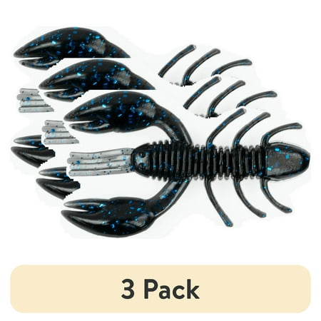 (3 pack) Ozark Trail Creature Craw 2", Black Blue Flake, 6 pieces Fishing Soft Baits