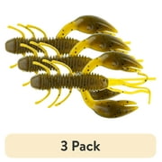 (3 pack) Ozark Trail Creature Craw 2", Green Pumpkin, 6 pieces Fishing Soft Baits