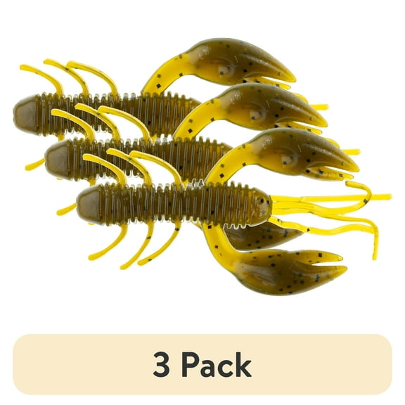 (3 pack) Ozark Trail Creature Craw 2", Green Pumpkin, 6 pieces Fishing Soft Baits