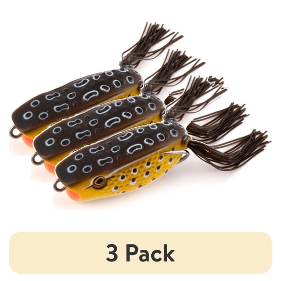 (3 pack) Ozark Trail Frog Popper Fishing Lure for Bass Fishing, Brown