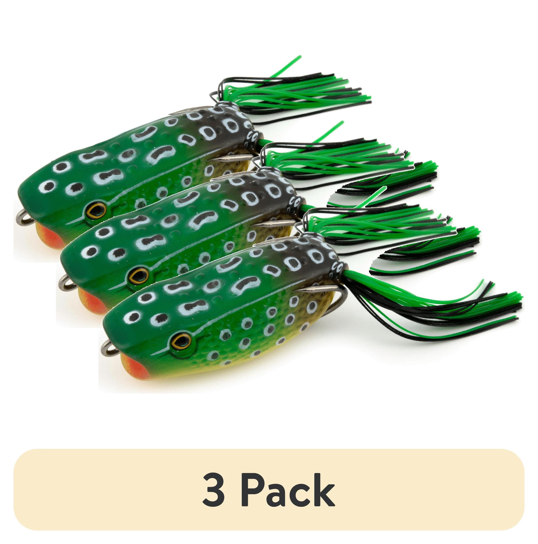 (3 pack) Ozark Trail 2.5" Frog Popper Topwater Lure for Bass Fishing, Bullfrog