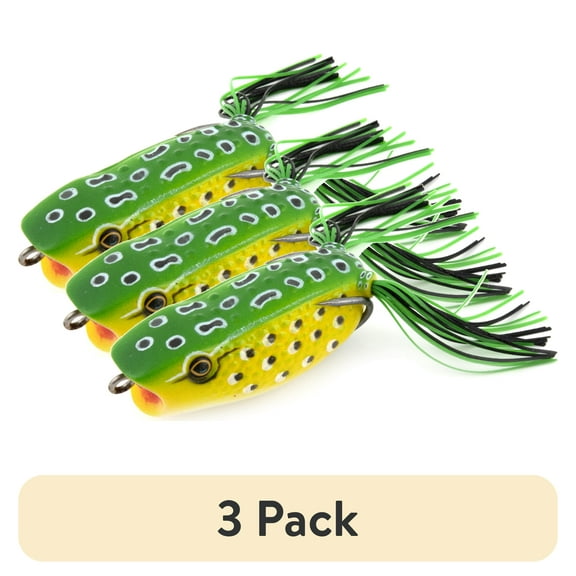 (3 pack) Ozark Trail Frog Popper Fishing Lure for Bass Fishing, Frog