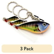 (3 pack) Ozark Trail Fishing Lure Keychain, Hard Plastic Mini Lure Key Ring with Assorted Colors for Keys and Gear