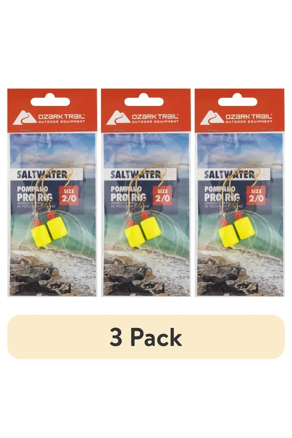 (3 pack) Ozark Trail Pompano Super Pro Rig Stainless Steel Fishing Rigs Fishing Lures