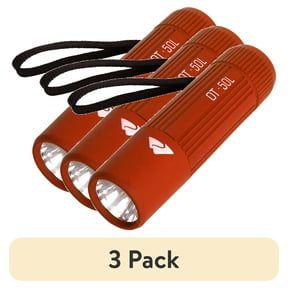 (3 pack) Ozark Trail Single Mini LED Flashlight, 50 Lumens, Handheld, 3 AAA Batteries, Red
