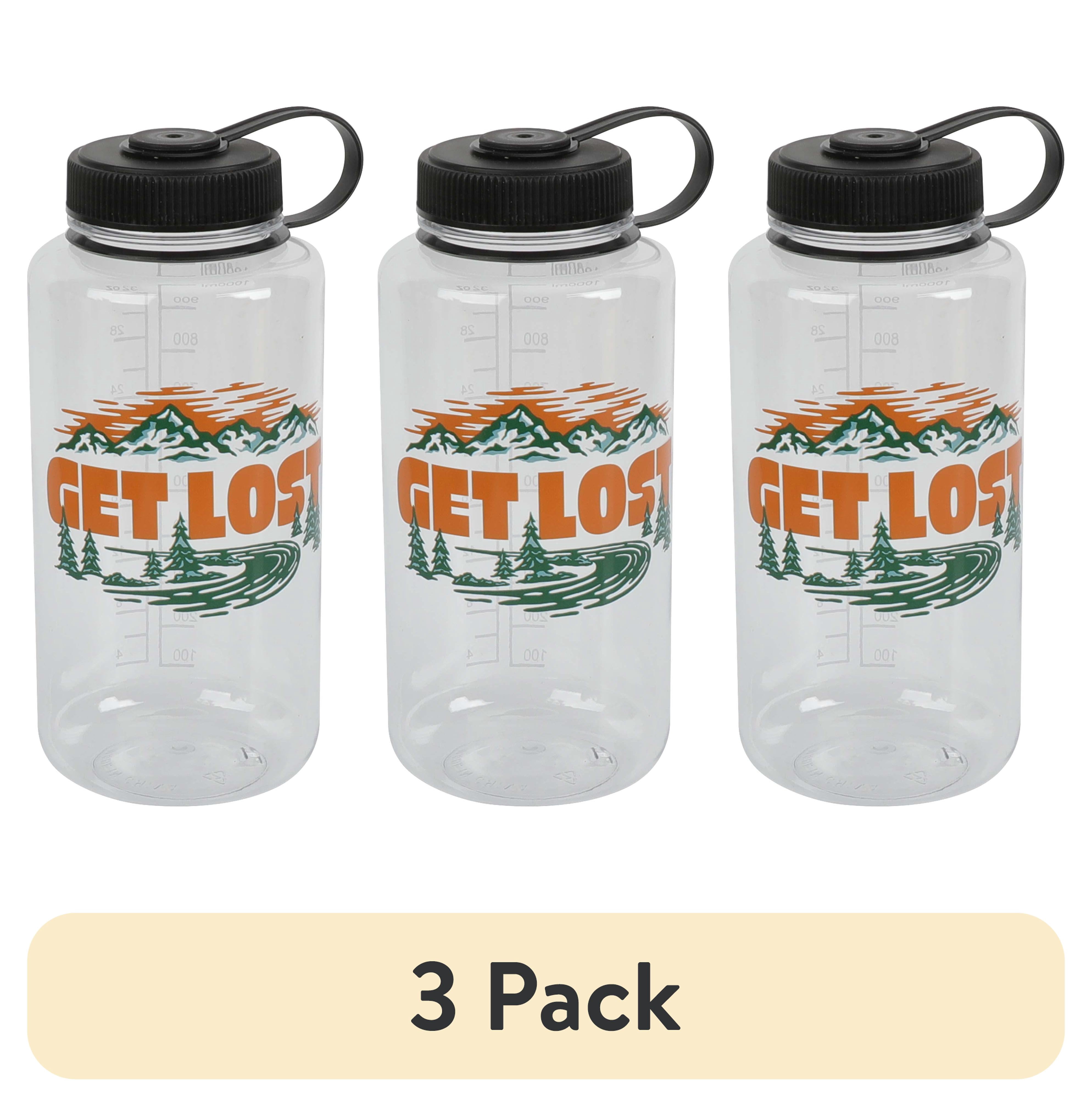 (3 pack) Ozark Trail 32 oz Get Lost Tritan Water Bottle, Wide Mouth, Leakproof, Clear