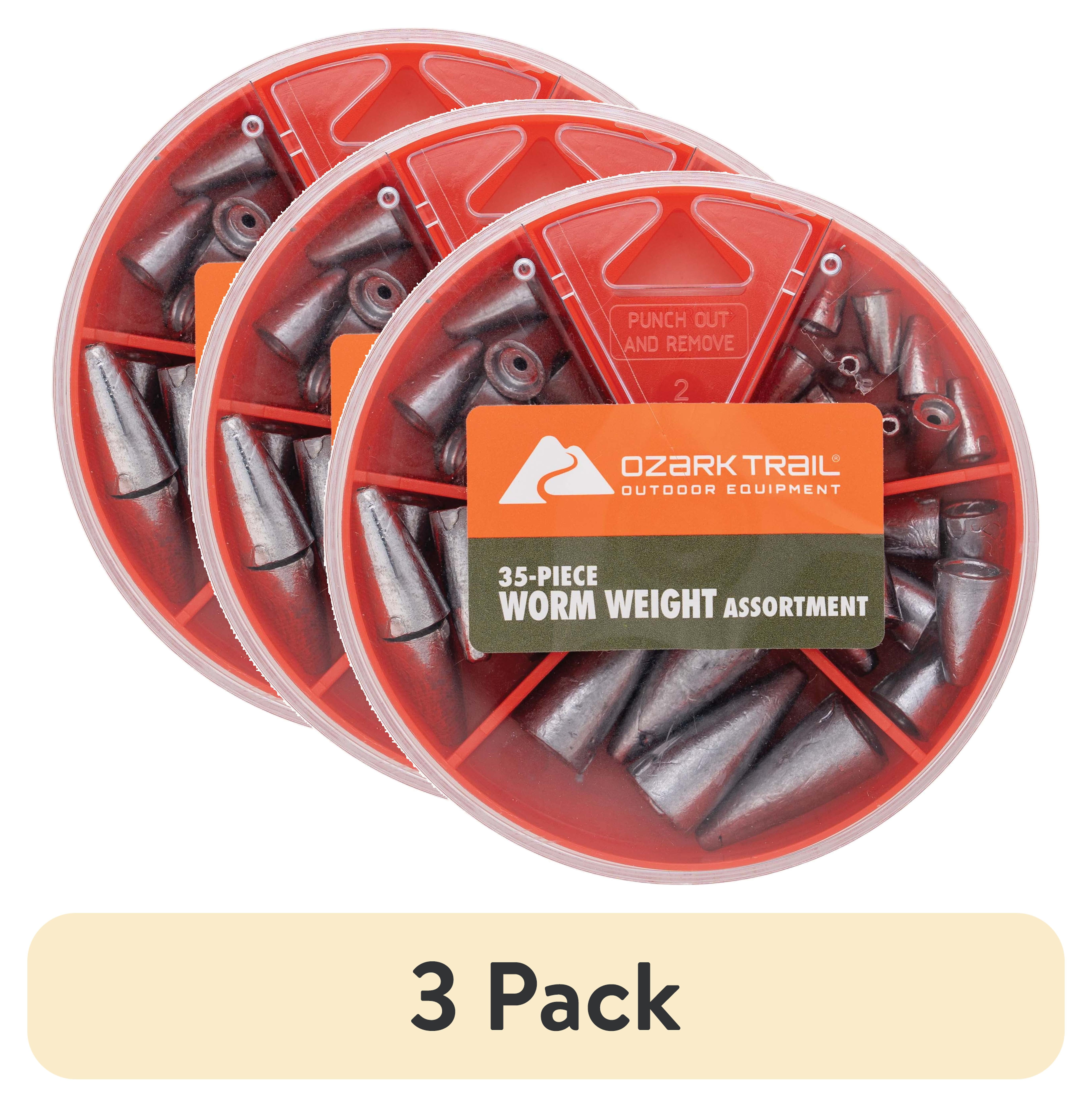Ozark Trail Worm Weight Assortment 35pc with 5 Sizes, Plastic