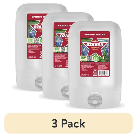 (3 pack) Ozarka Texas Spring Water, 2.5 Gal, Single Plastic Jug