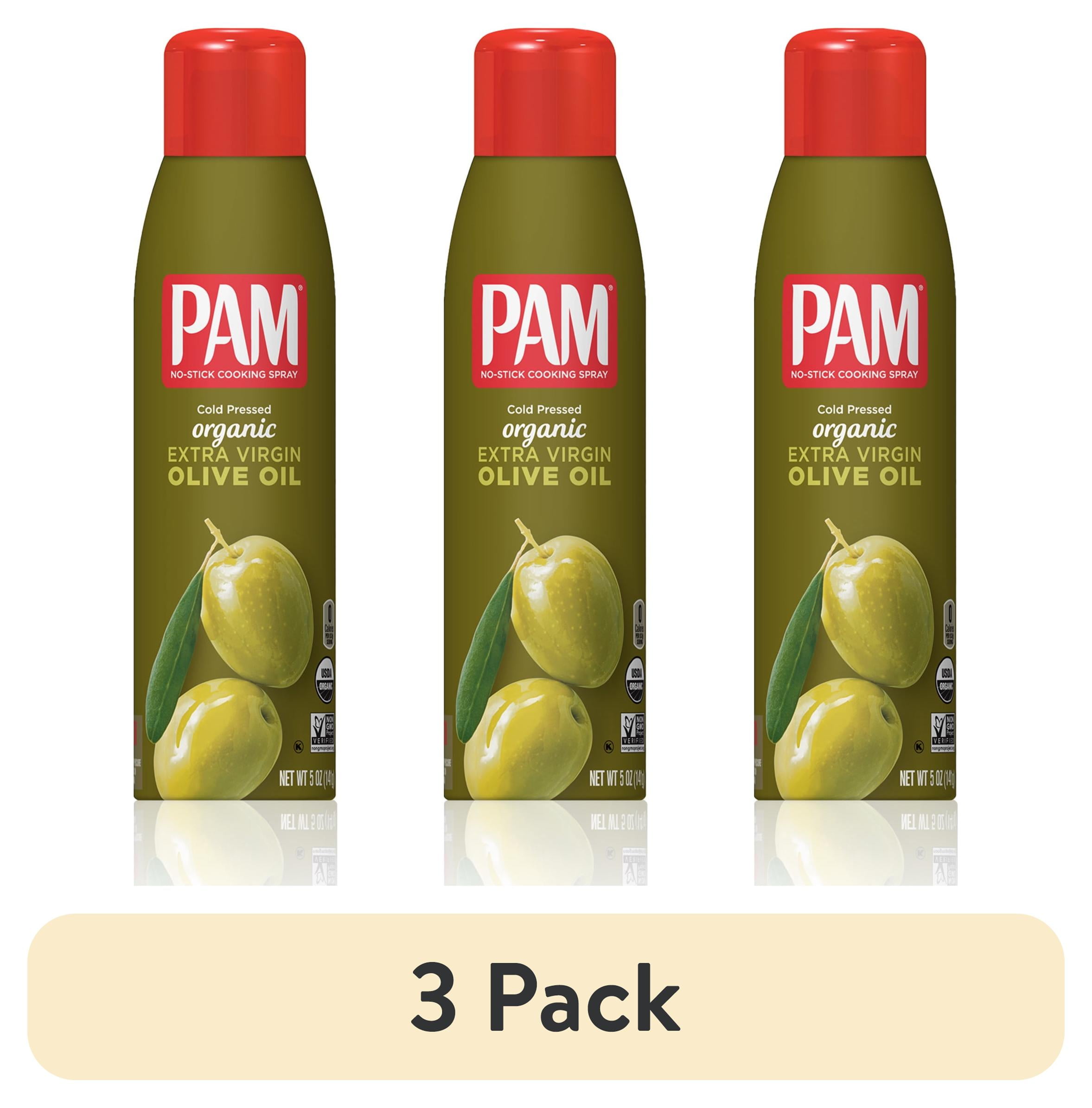 (3 pack) PAM Organic Extra Virgin Olive Oil Non-GMO Cooking Spray, 5 oz.