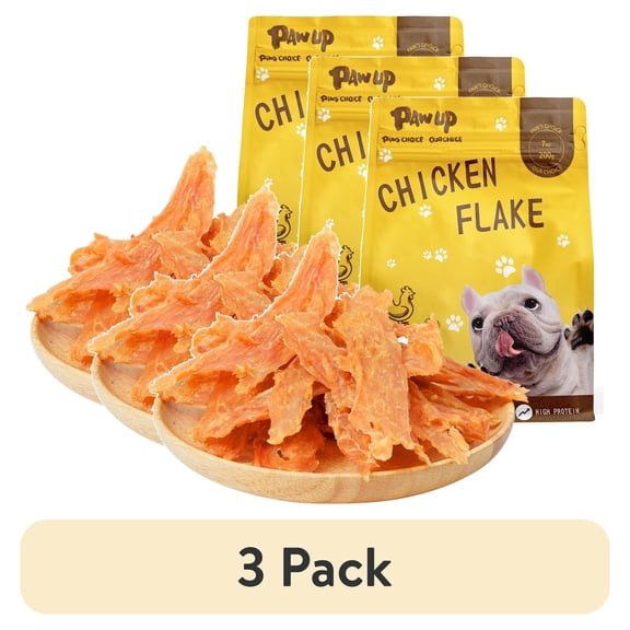 (3 pack) PAWUP Chicken Jerky Dog Treats, High Protein Pure Chicken Chips Dog Snacks for Small Medium Large Dogs, Training Treats for Dogs, 7oz