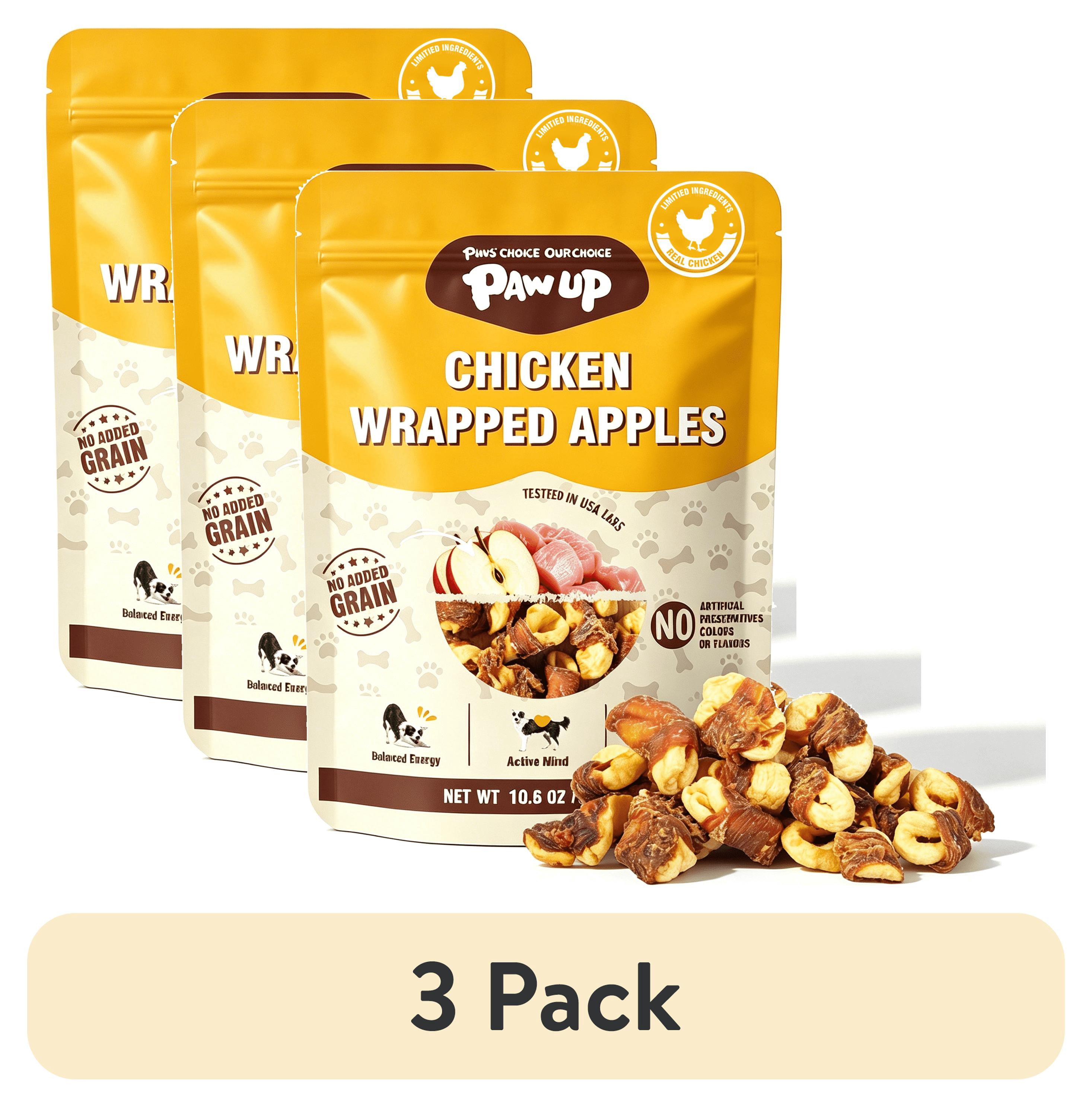 (3 pack) PAWUP Chicken Wrapped Apple Dog Treats, Chewy Dog Snack for ...